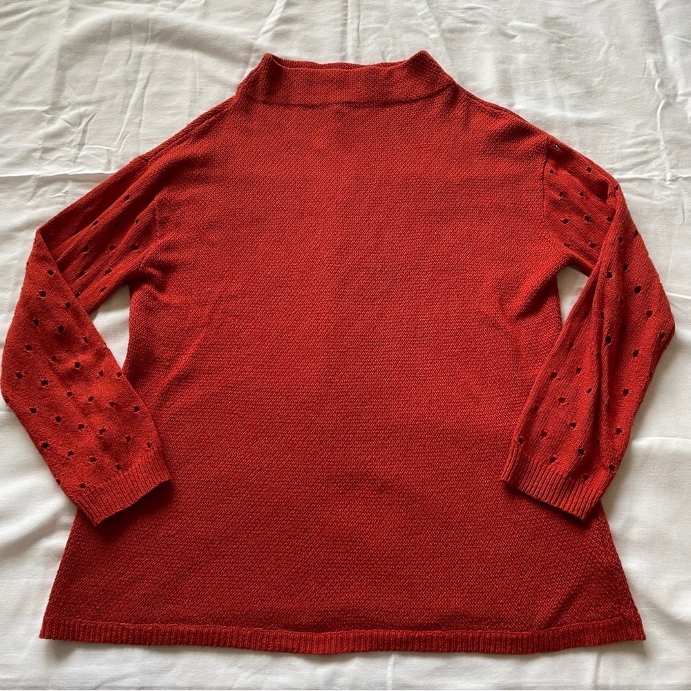 Anthropologie Moth Medium ‘Ceres’ Burnt Orange Sweater ~ Perforated Sleeves BOHO